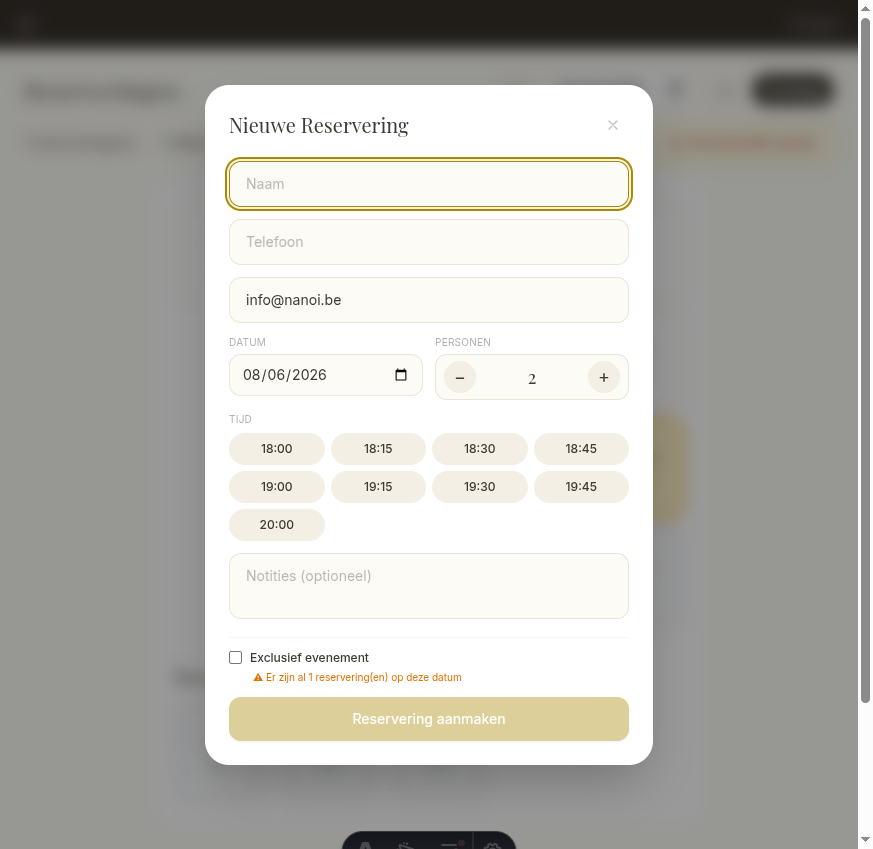 Quick-add modal